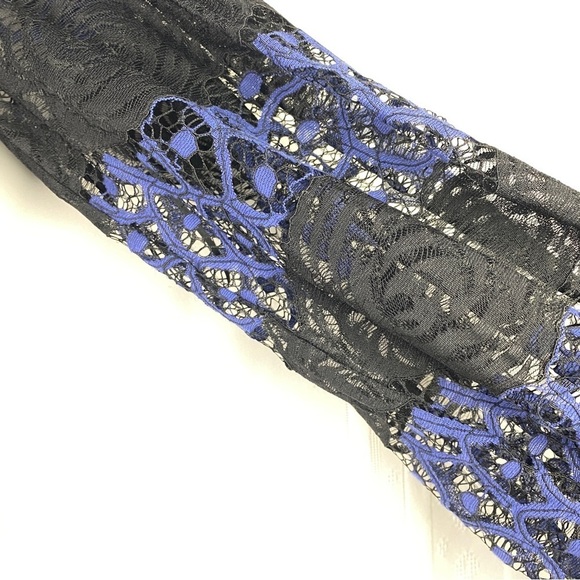 Gabby Skye Dress Size 4 Lace A-Line Long Sleeve‎ Lined Purple/Black Pullover - Picture 5 of 15